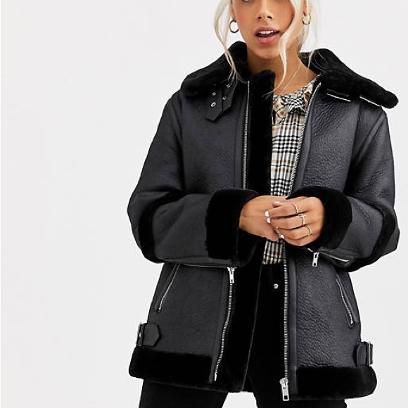 Asos Petite Black Aviator Jacket Size 00 Asos Petite Black Aviator Jacket Size 00